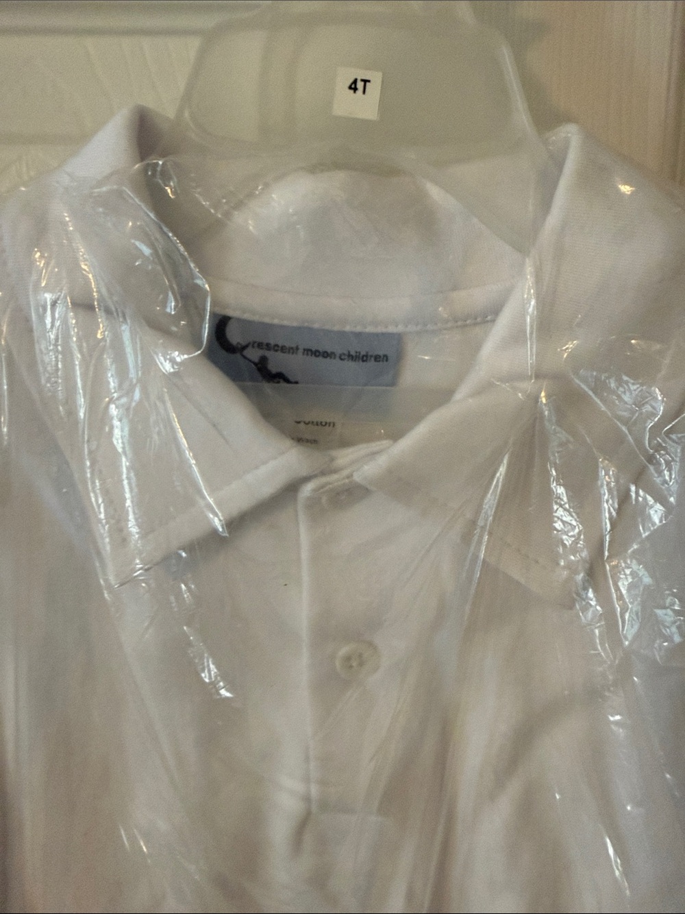 White Kids Polo Shirt - Crescent Moon Children